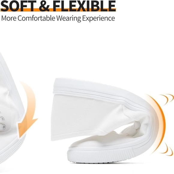 Womens Classic White Sneakers,Low Top White Canvas Shoes,Lightweight Casual - Picture 3 of 6